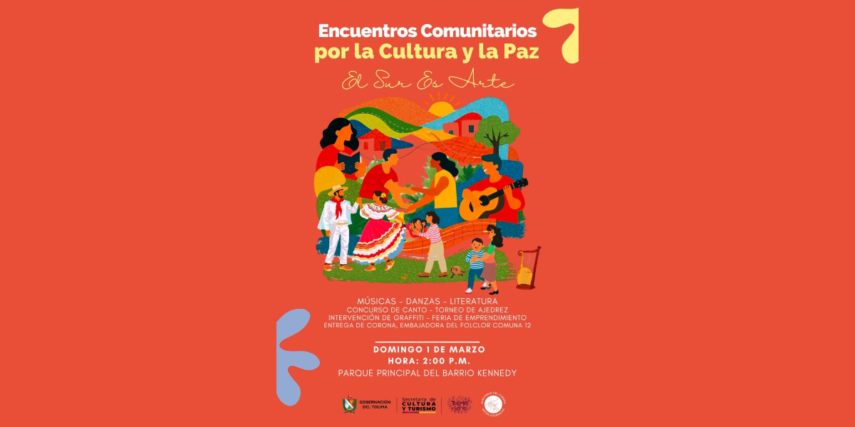 Ilustración gráfica de Encuentros Comunitarios por la Cultura y la Paz & Sur de Arte
