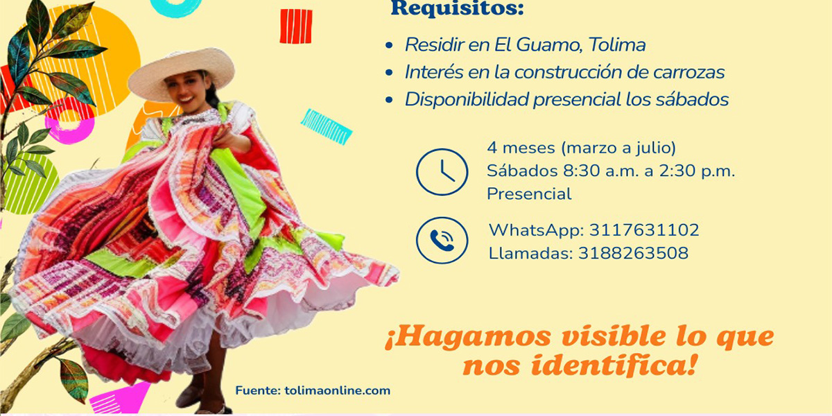 Banner para invitación al curso de carrozas en el Guamo
